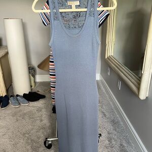 Michael Kors Blue Sheath Midi Dress Sleeveless